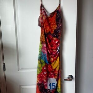 Colorful Fruit Print Maxi Dress